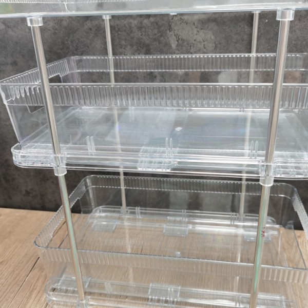 Bstsna  3 tier bathroom Organizers Countertop with 4 Hooks Multipurpose Organizer with Divided Under Sink Organizers and Storage 2 Pack